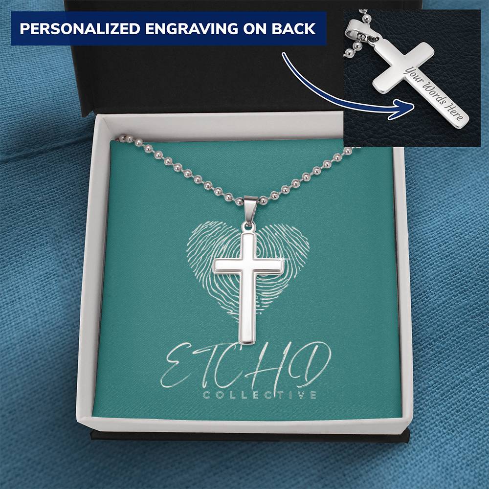 Personalized Cross Necklace Military Ball Style Chain