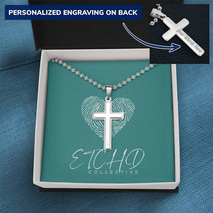 Personalized Cross Necklace Military Ball Style Chain