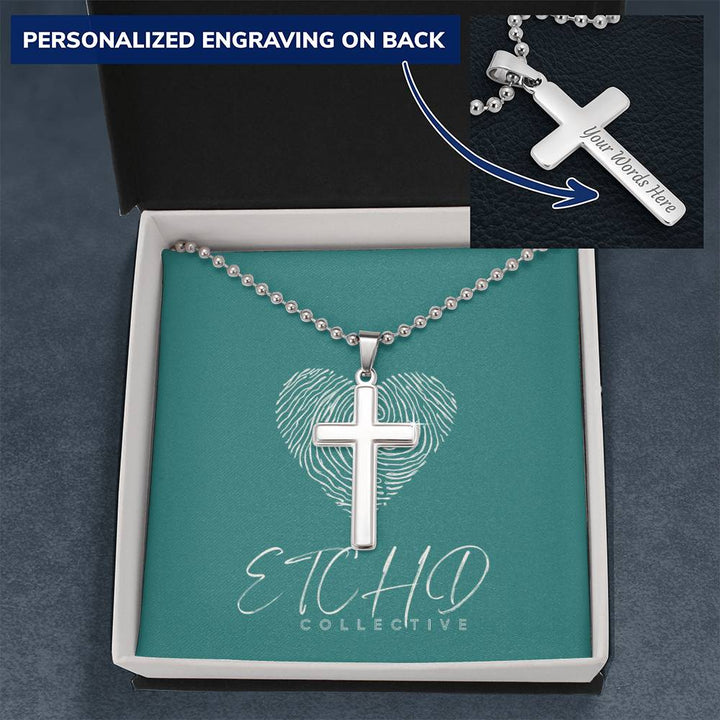Personalized Cross Necklace Military Ball Style Chain