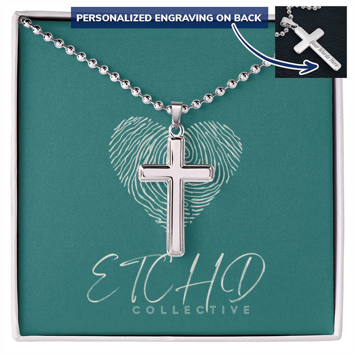 Personalized Cross Necklace Military Ball Style Chain