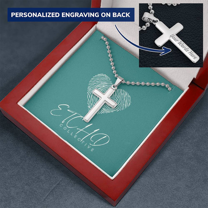 Personalized Cross Necklace Military Ball Style Chain