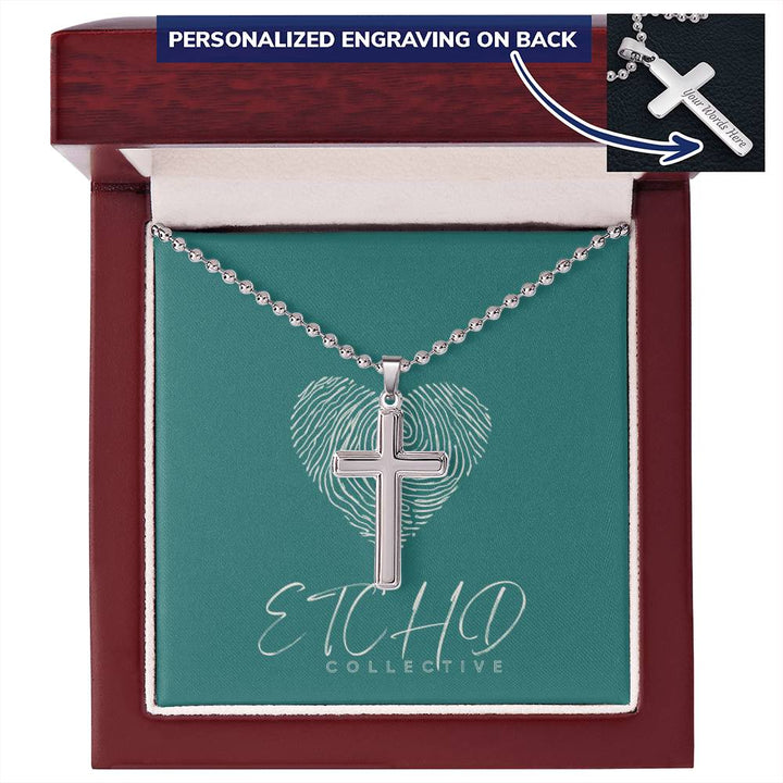 Personalized Cross Necklace Military Ball Style Chain