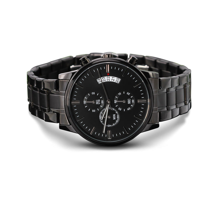 Engraved black chronograph Watch