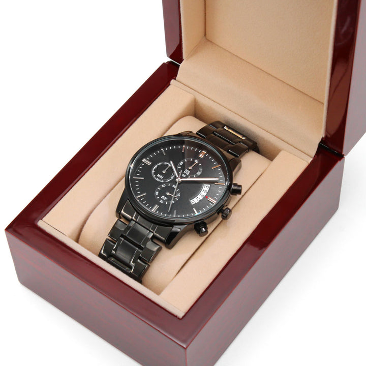 Engraved black chronograph Watch
