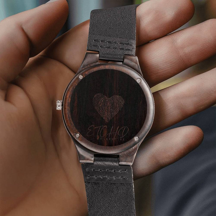 Engraved wood watch