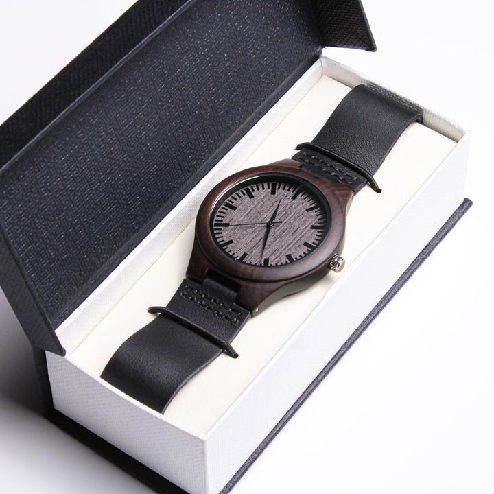 Engraved wood watch