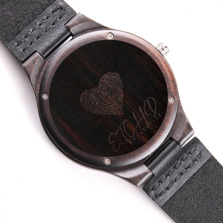 Engraved wood watch