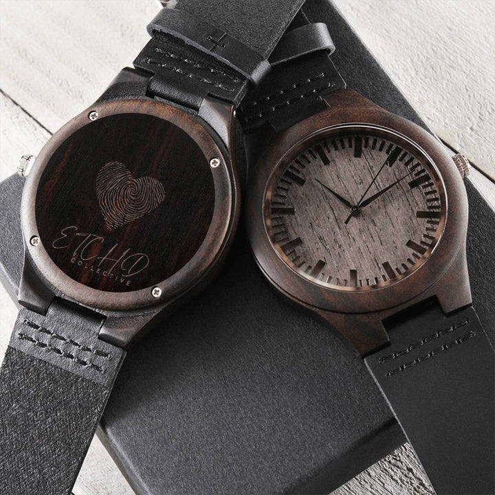Engraved wood watch
