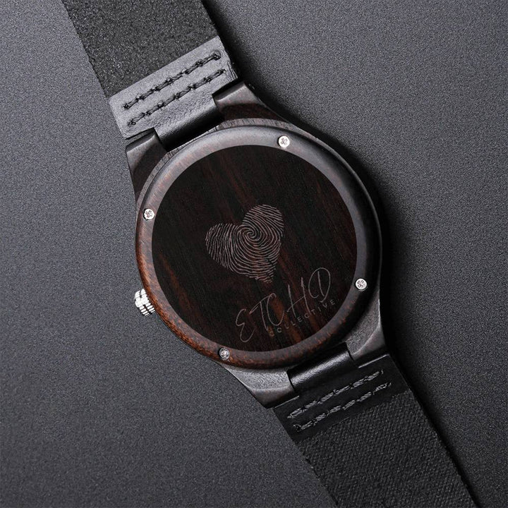 Engraved wood watch