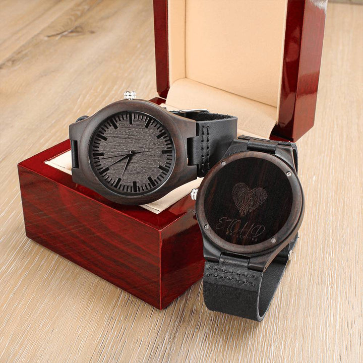 Engraved wood watch