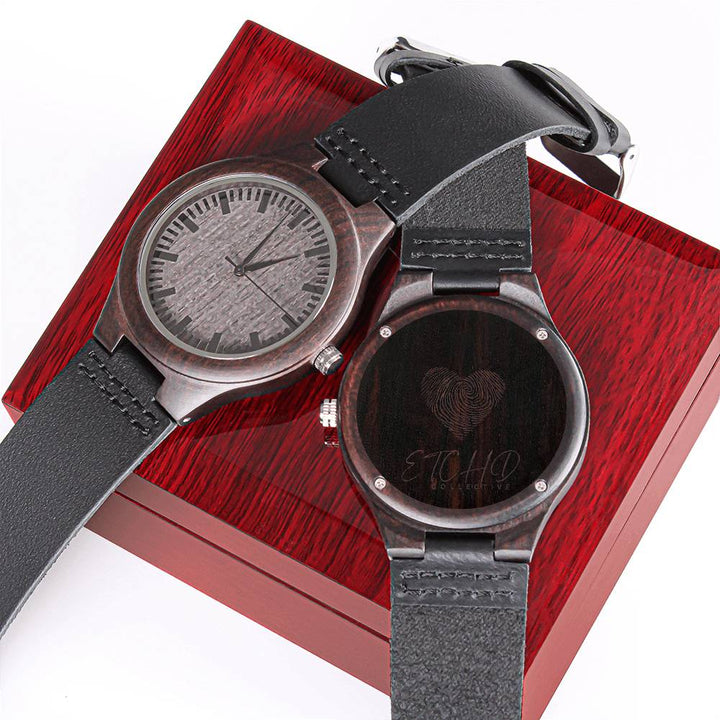Engraved wood watch