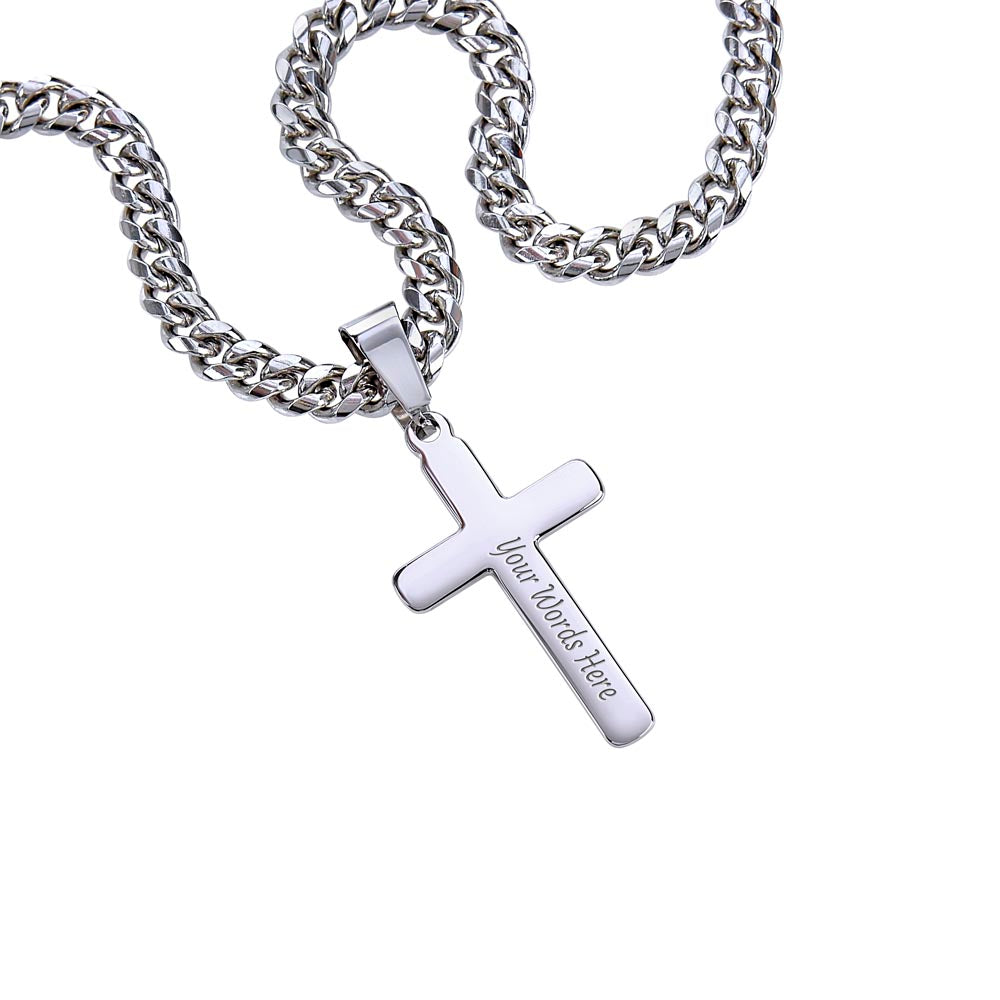 Cuban Chain Personalized Cross Necklace