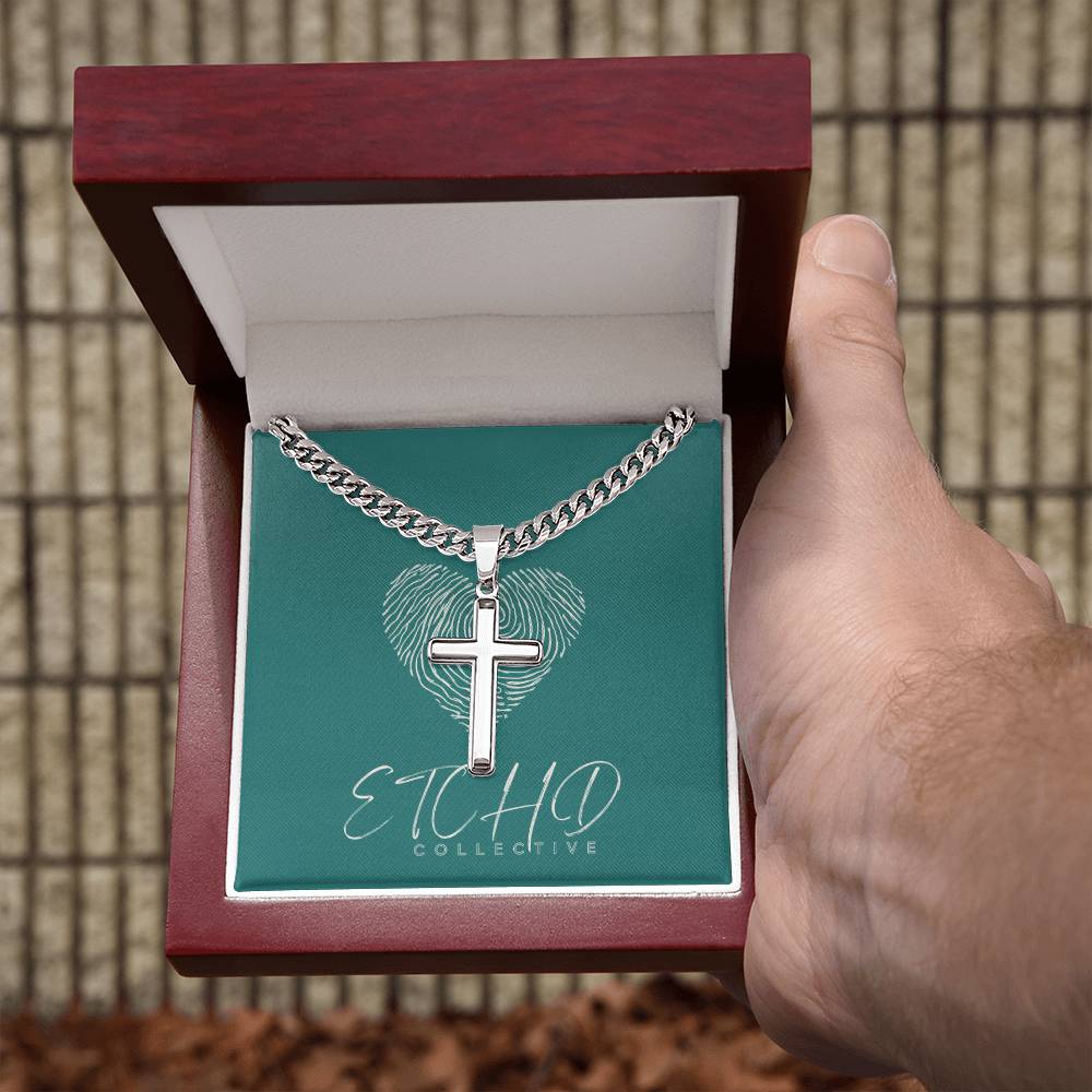 Cuban Chain Personalized Cross Necklace