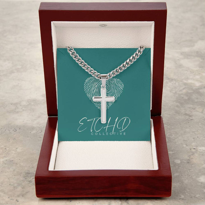 Cuban Chain Personalized Cross Necklace