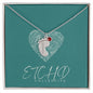 Engraved baby feet necklace with birthstone