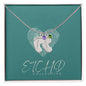 Engraved baby feet necklace with birthstone