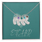 Engraved baby feet necklace with birthstone
