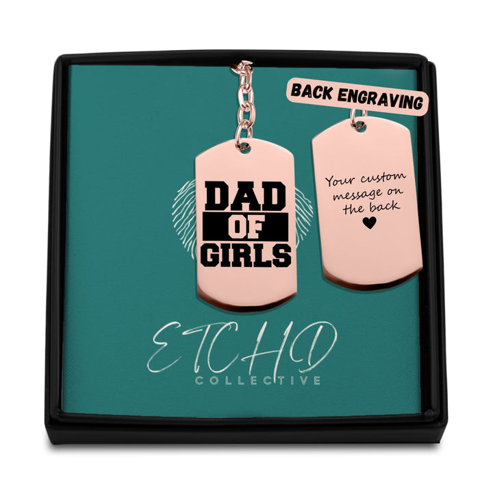 Dad of Girls Tag Keychain
