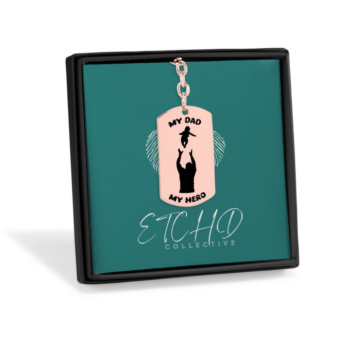 My Dad, My Hero Tag  Keychain