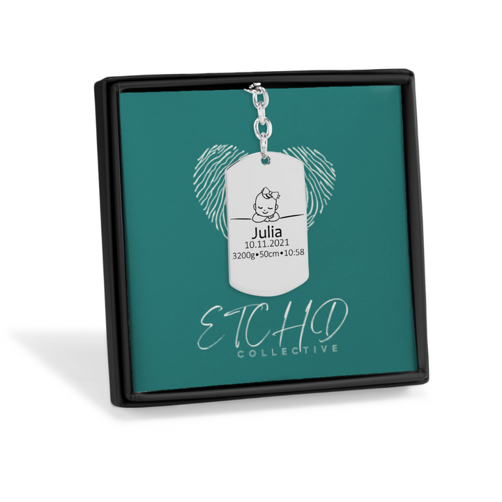 Baby Birth Details Tag Keychain