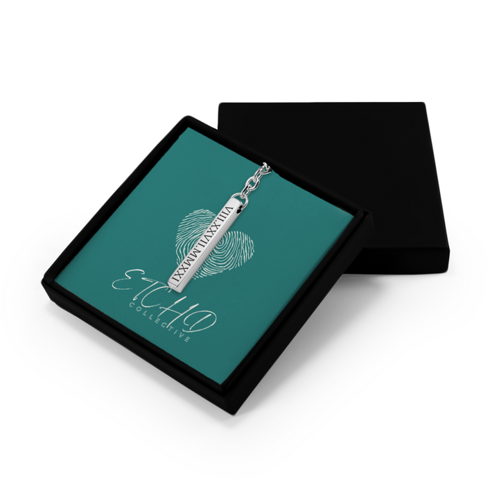 Roman Date 3D Bar Keychain