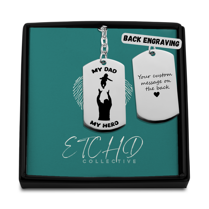 My Dad, My Hero Tag  Keychain