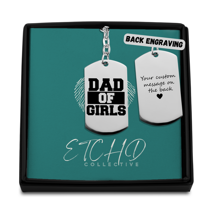 Dad of Girls Tag Keychain