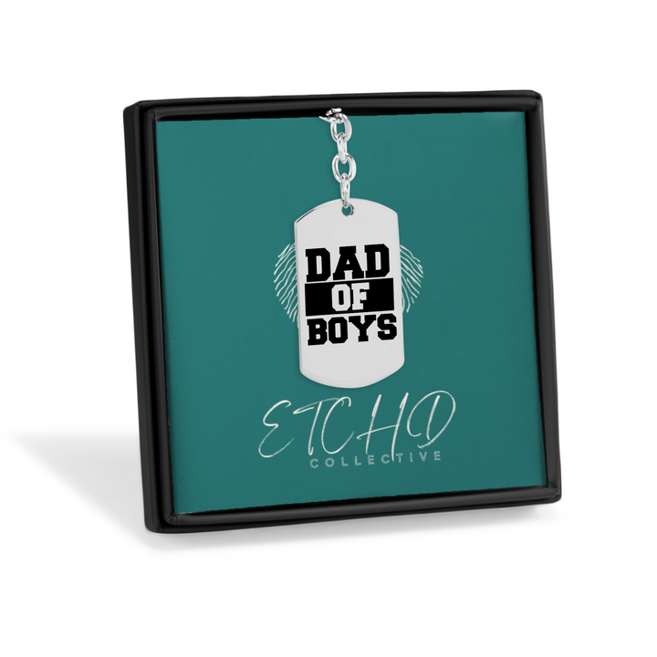 Dad of Boys Tag Keychain