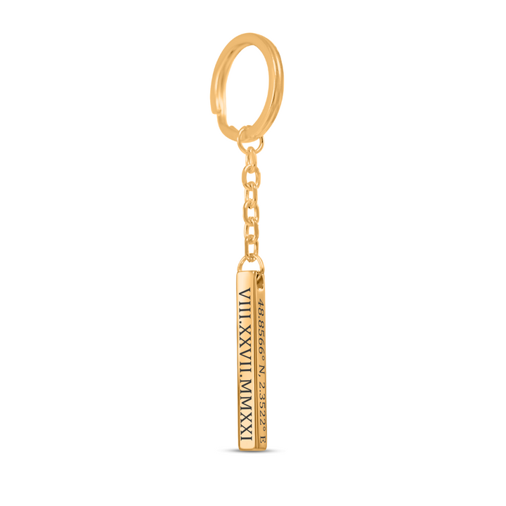 Roman Date 3D Bar Keychain