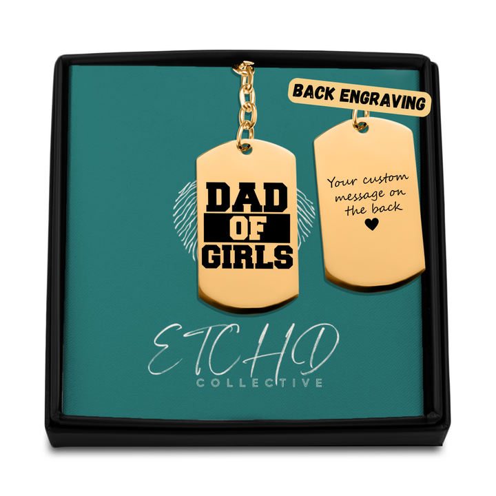 Dad of Girls Tag Keychain