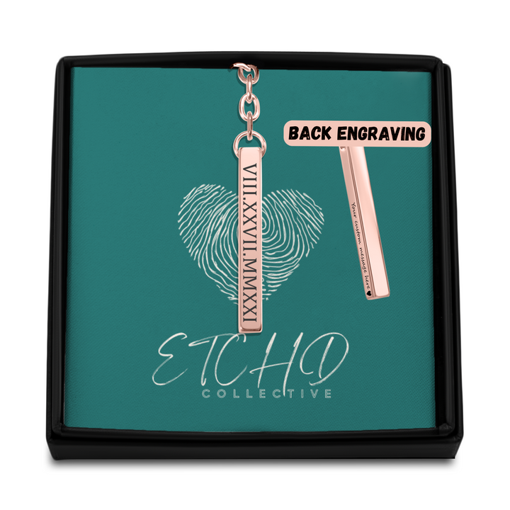 Roman Date 3D Bar Keychain