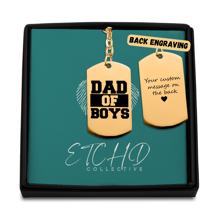 Dad of Boys Tag Keychain