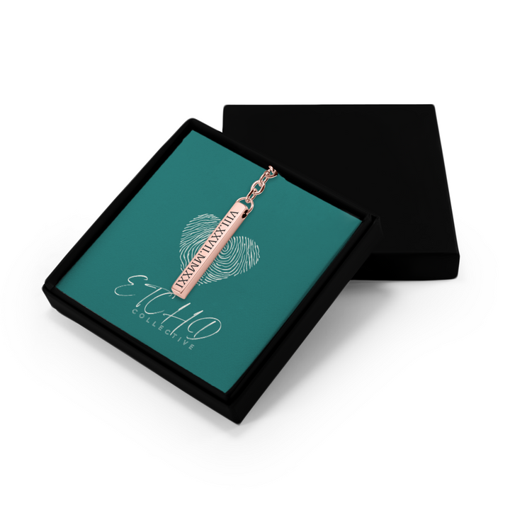 Roman Date 3D Bar Keychain