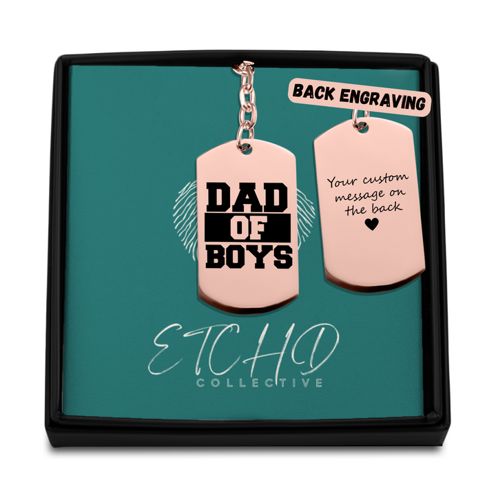 Dad of Boys Tag Keychain