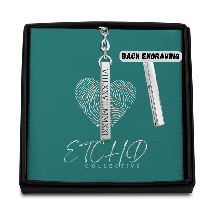 Roman Date 3D Bar Keychain