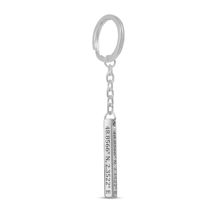 Coordinates 3D Bar Keychain