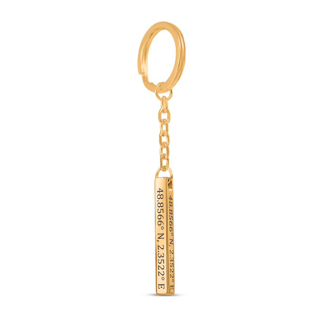 Coordinates 3D Bar Keychain